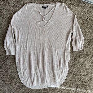 Express - Women's Tunic Sweater - White - Size L